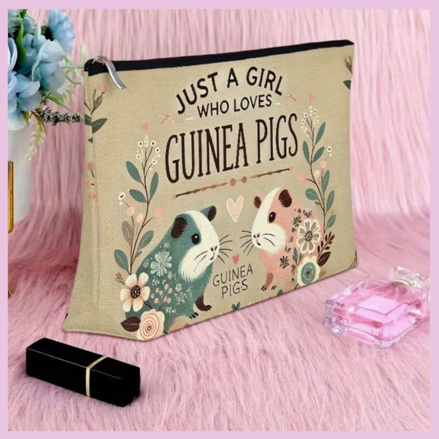 ๐ Toiletry Bag "Just a Girl Who Loves Guinea Pigs - No. 4 Colorful Guineas"