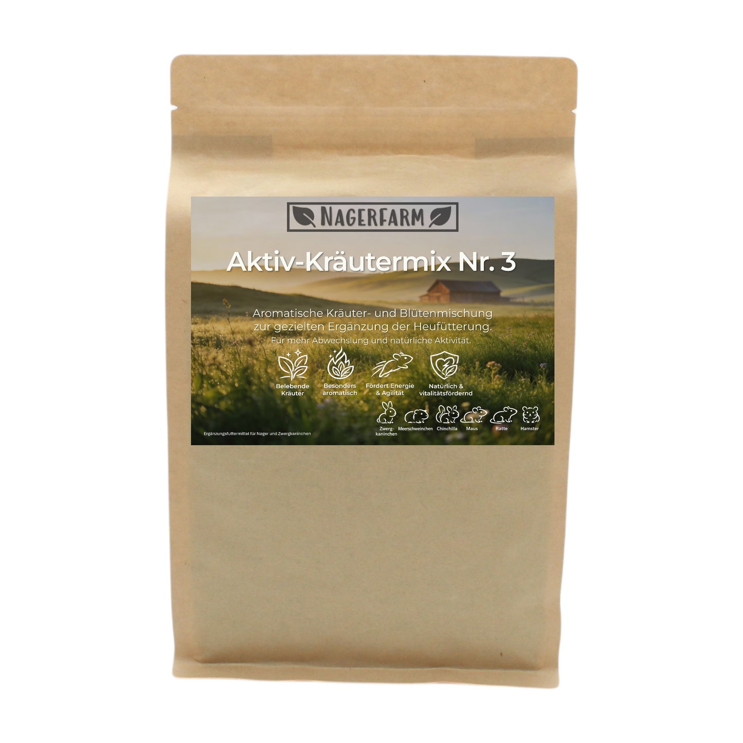 Aktiv-Kräutermix Nr. 3 – Aromatische Kräuter- & Blütenmischung für Nager & Kaninchen