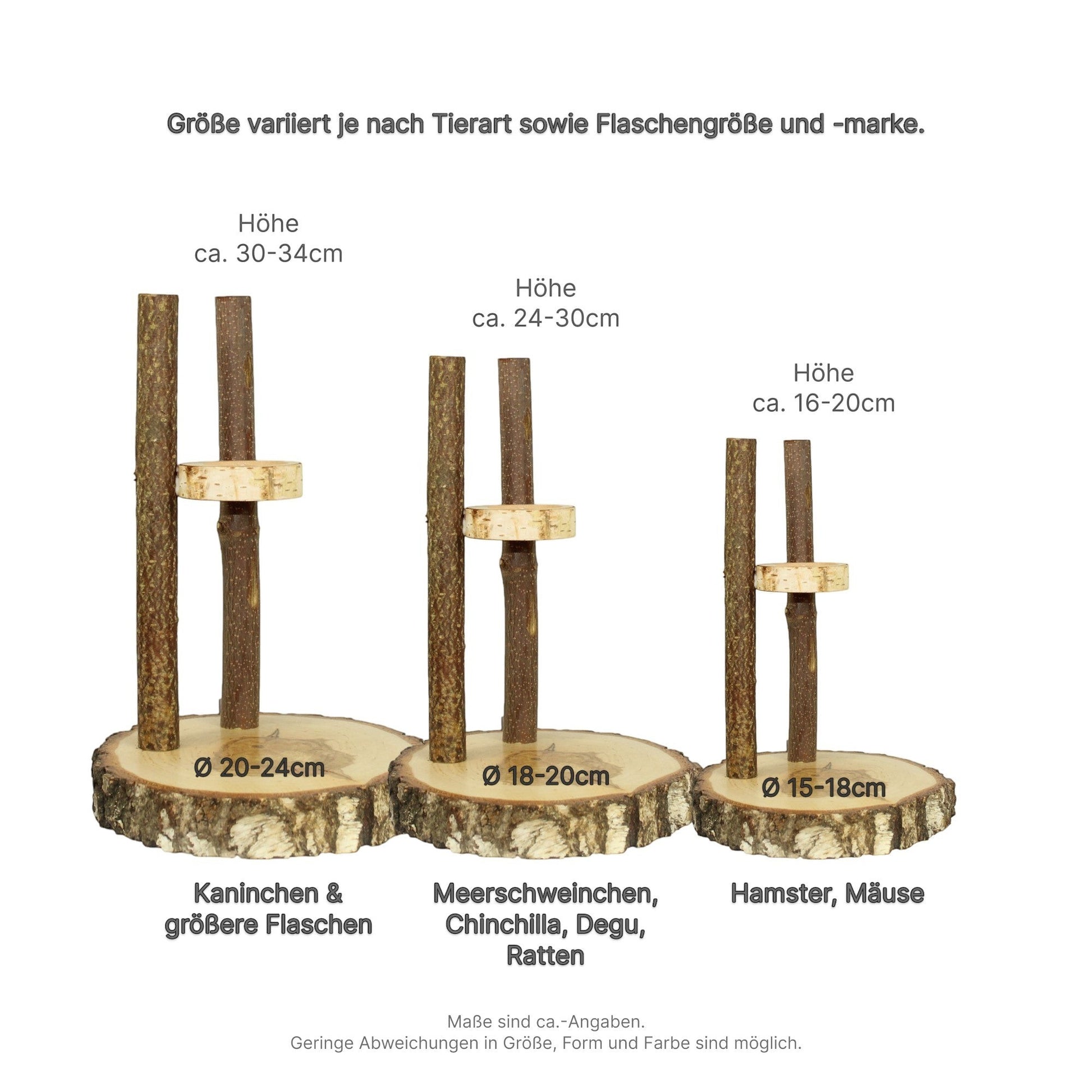 Nagerfarm natural wood drinking station for small animals, adjustable height for rabbits, guinea pigs, hamsters, and mice.
