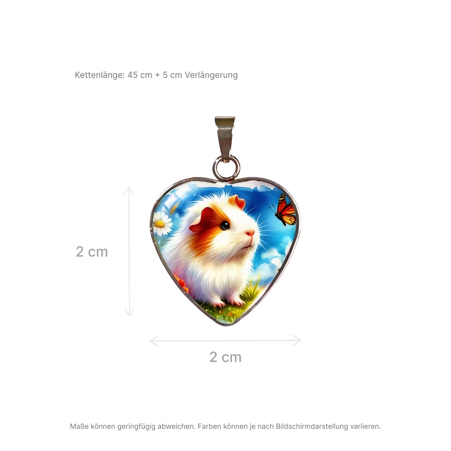 Herzmoment – 🐹💙 Herz-Meerschweinchen Halskette – Farbiger Anhänger mit Naturmotiv | Luxusschweine