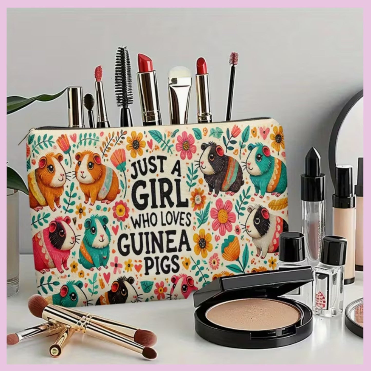 🎒 Toiletry Bag "Just a Girl Who Loves Guinea Pigs - No. 6 Colorful Guinea Pigs"