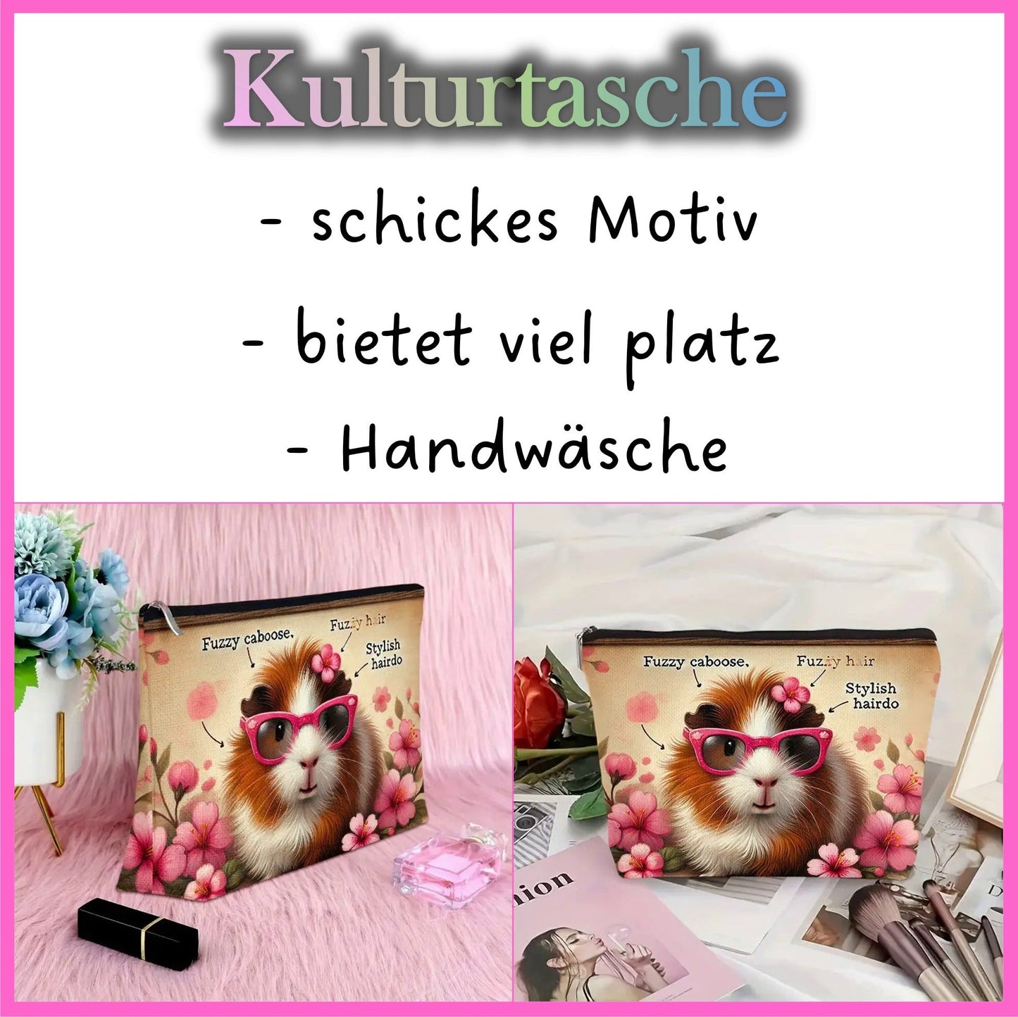 ☀️👜 "Sunny" toiletry bag – guinea pig style for your everyday life!