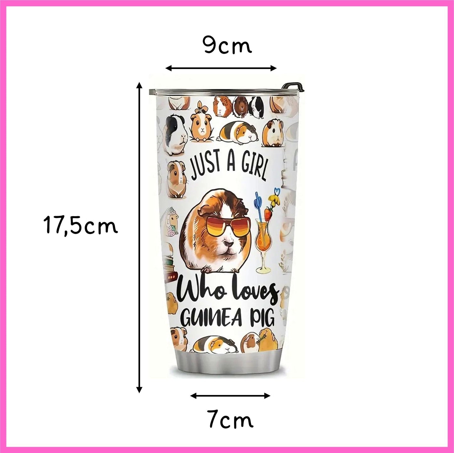 💖 Water Bottle "Just a Girl who loves Guinea Pigs" - compact & cute