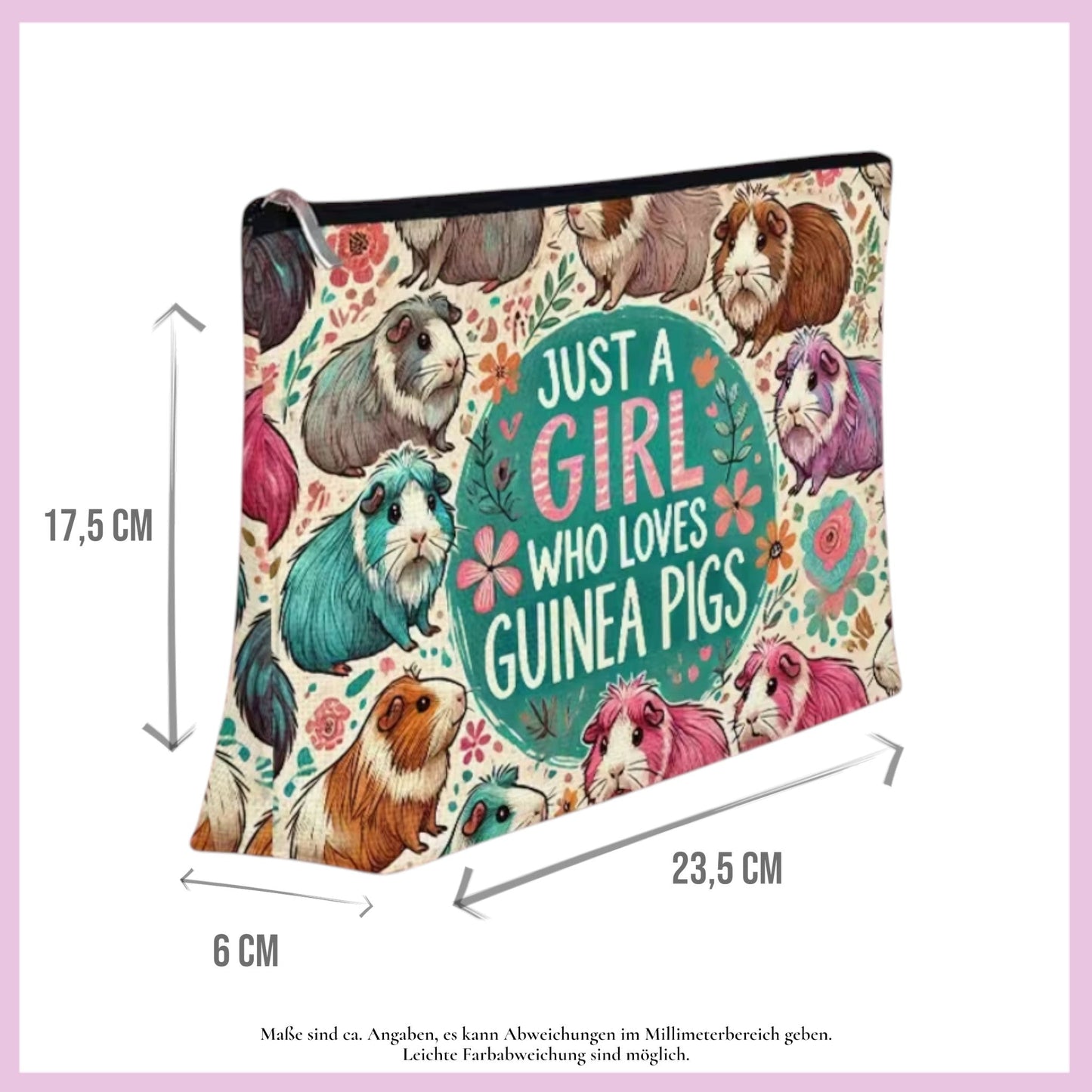 🎒 Toiletry Bag "Just a Girl Who Loves Guinea Pigs - No. 5 Colorful Guinea Pigs"