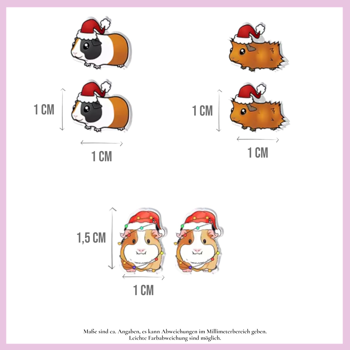 Herzensstück – 🎄✨ Xmas Ohrstecker – Süße weihnachtliche Ohrringe für Meerifans | Luxusschweine