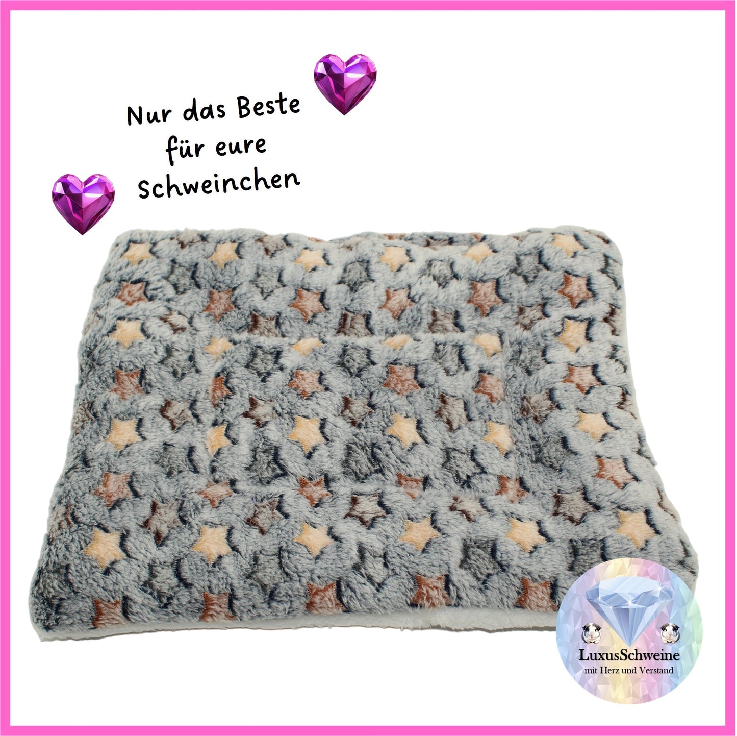 ✨ Star Bed Grey-Blue-Colorful – cuddly soft & dimensionally stable for Guinea Pigs