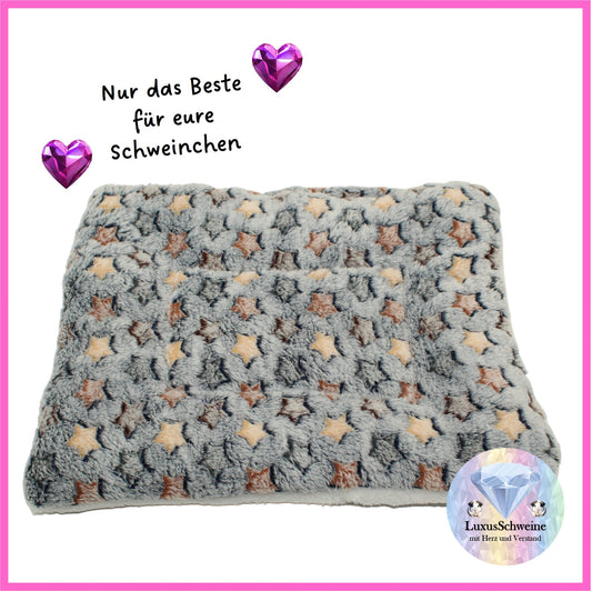 ✨ Sternchenbett Grau-Blau-Bunt – kuschelig weich & formstabil für Meerschweinchen