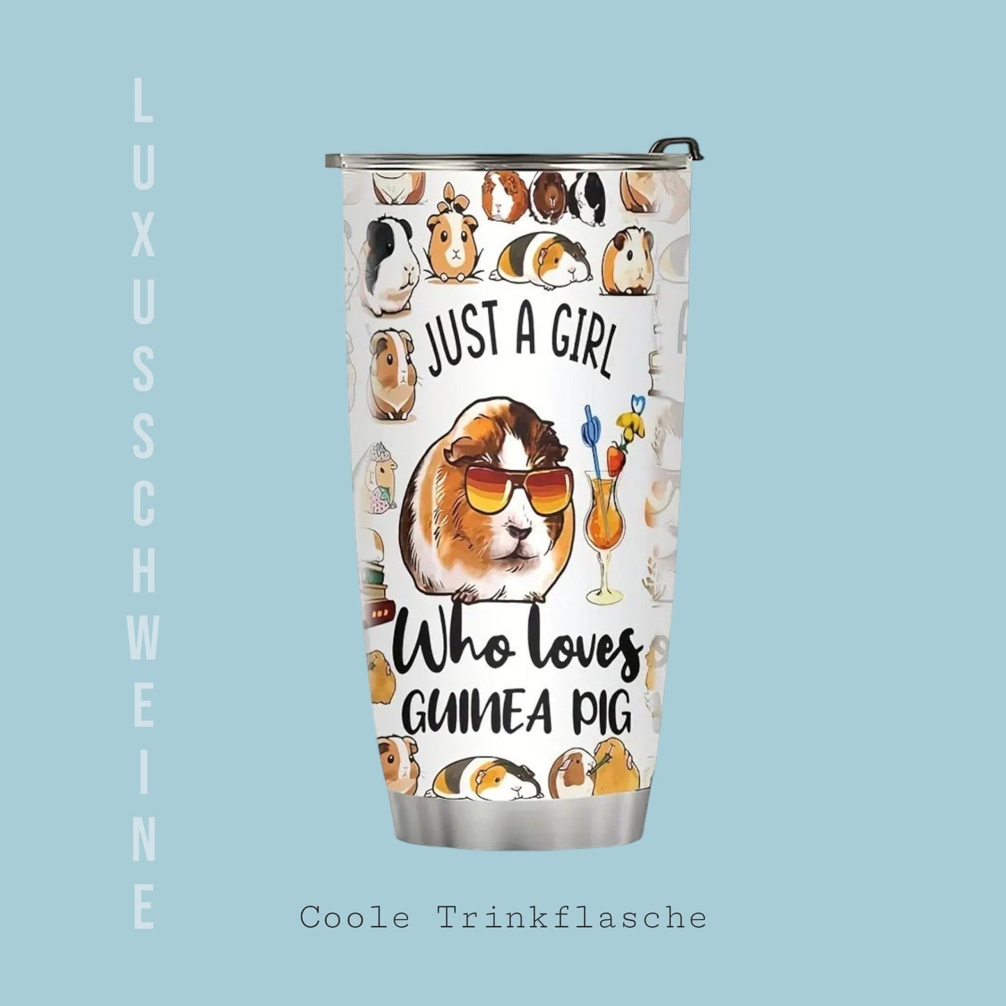 💖 Water Bottle "Just a Girl who loves Guinea Pigs" - compact & cute
