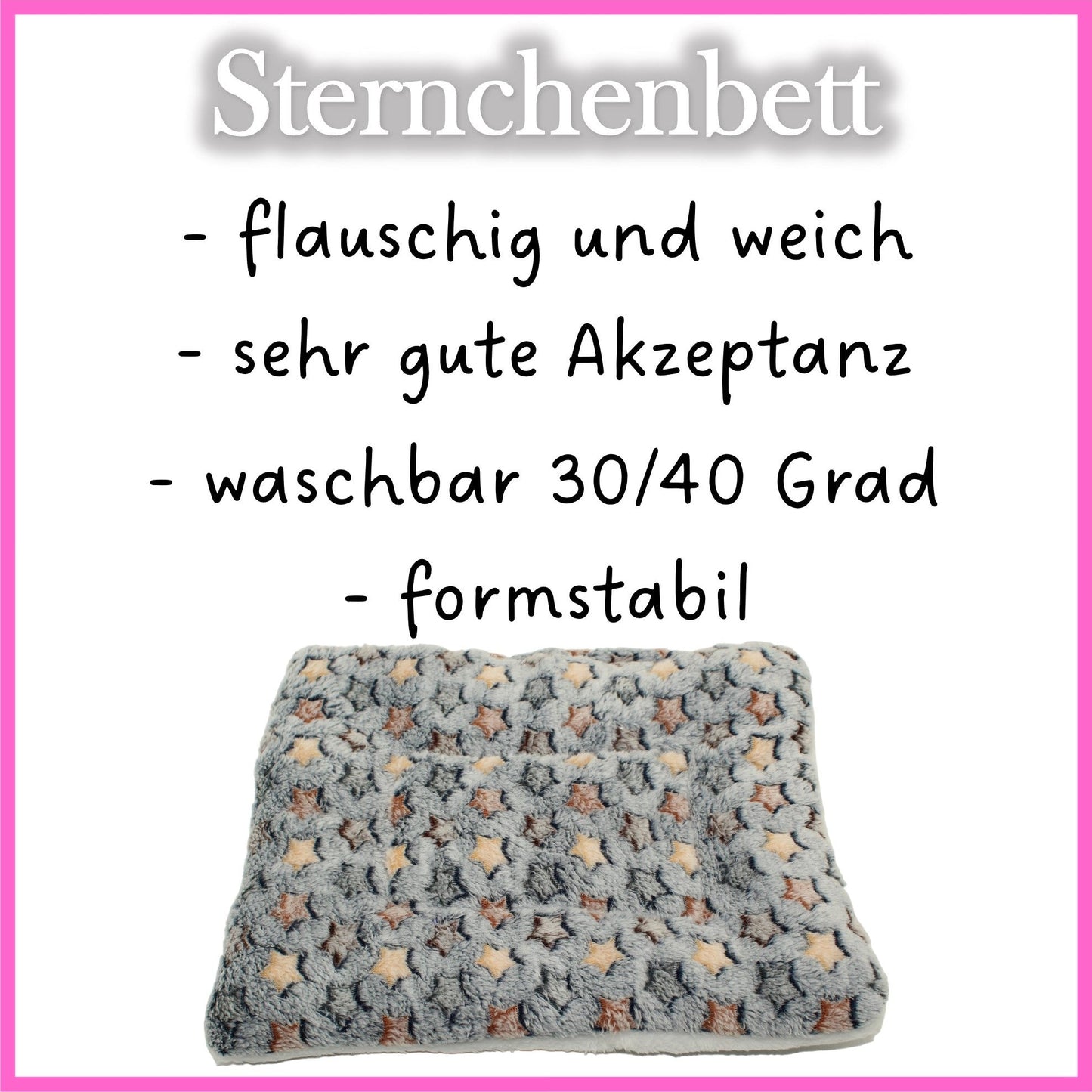 ✨ Star Bed Grey-Blue-Colorful – cuddly soft & dimensionally stable for Guinea Pigs