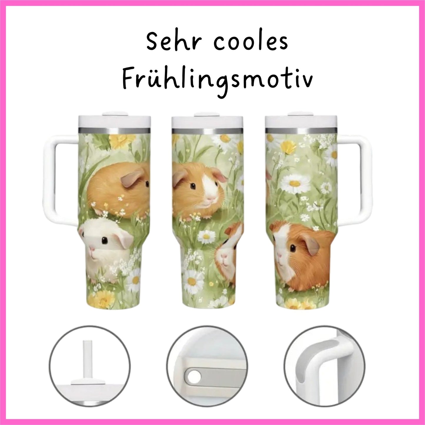 🌸 Trendy Guinea Pig Floral Meadow Water Bottle